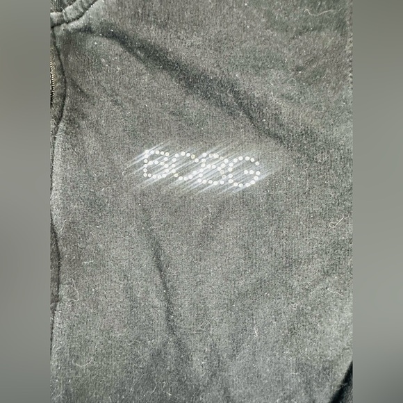 BCBG Max Azria Black Rhinestone Crown Zip Jacket Size S Y2K Glam Streetwear - Picture 2 of 10